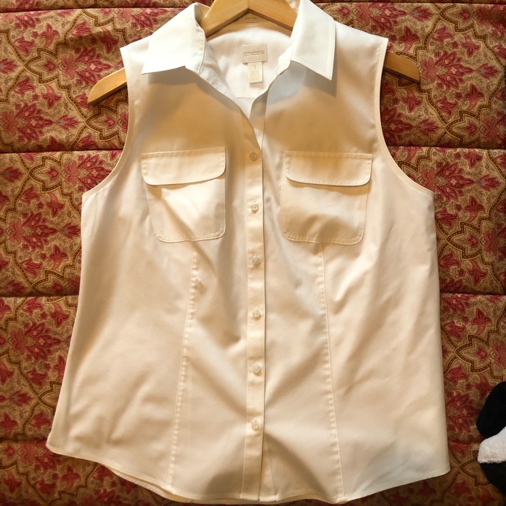 Chicos Sleeveless White Blouse Size 1